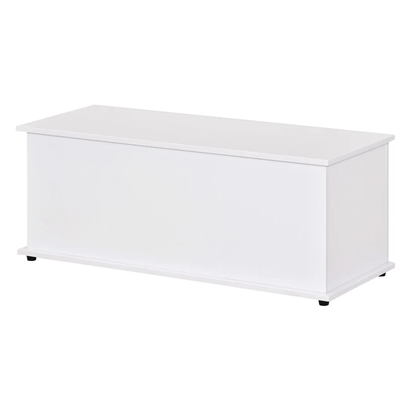 39.5" Storage Chest, 2 Safety Hinges, Flip-Top Lid, White