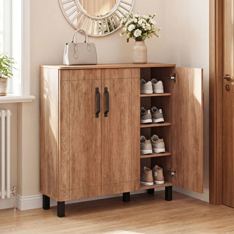 5-Tier Wooden Shoe Storage Cabinet, Oak