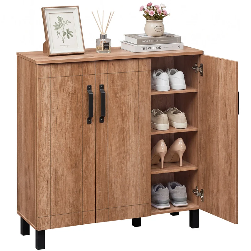 5-Tier Wooden Shoe Storage Cabinet, Oak