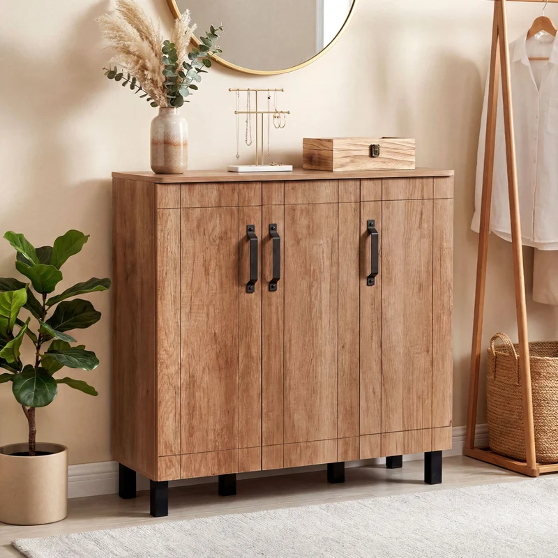 5-Tier Wooden Shoe Storage Cabinet, Oak