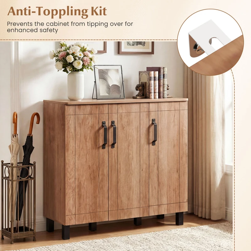 5-Tier Wooden Shoe Storage Cabinet, Oak