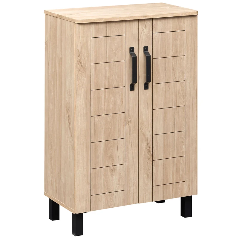 5-Tier Shoe Storage Cabinet, Wooden Shoe Rack Organizer, Natural