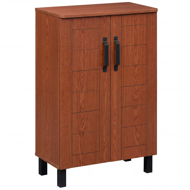 5-Tier Wooden Shoe Storage Cabinet, Freestanding Shoe Rack Organizer, Brown