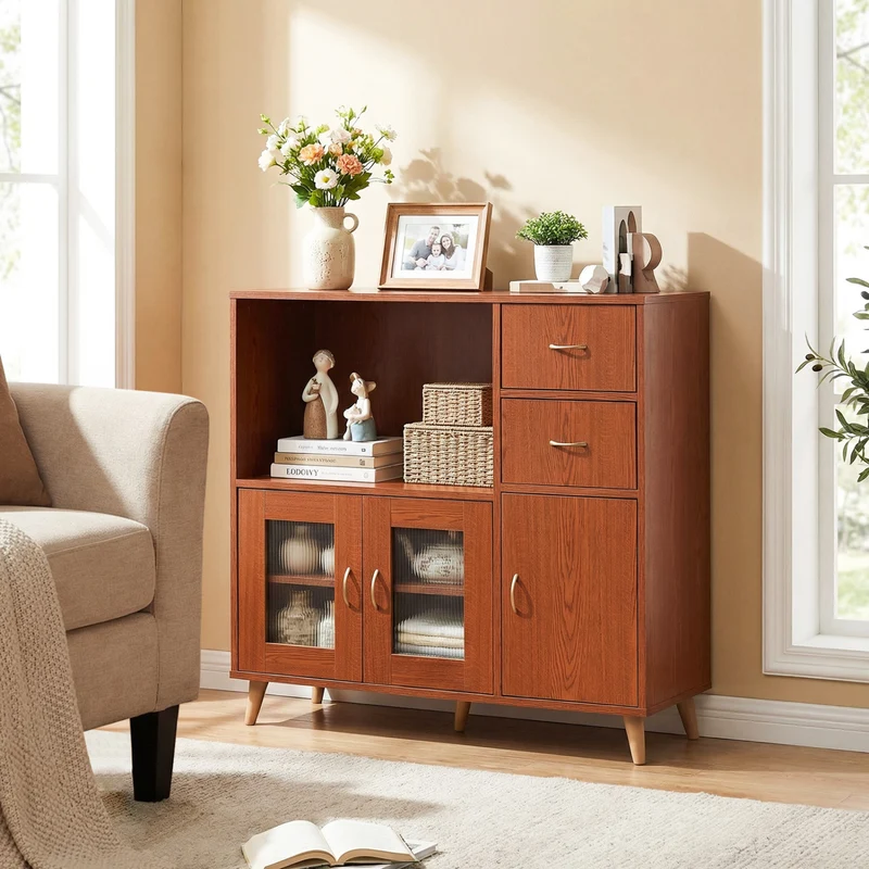 36 Inch Sideboard Buffet Cabinet, Brown