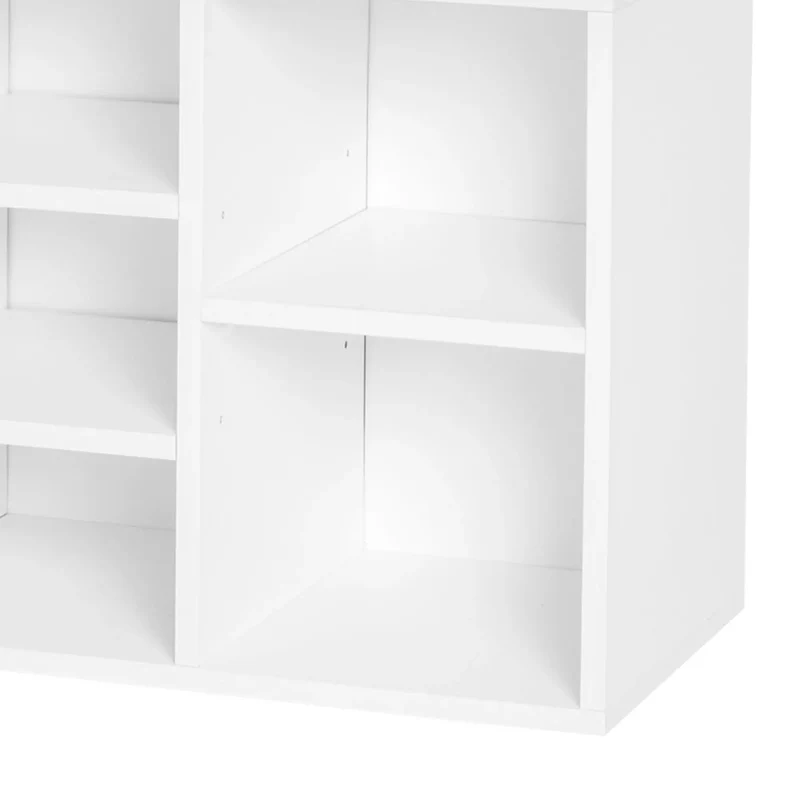 Shoe Bench with Storage, Upholstered Entryway Bench, Adjustable Shelves, White