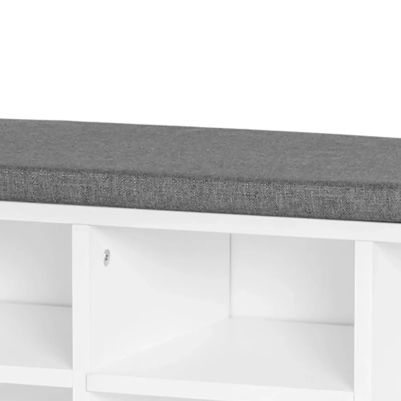 Shoe Bench with Storage, Upholstered Entryway Bench, Adjustable Shelves, White