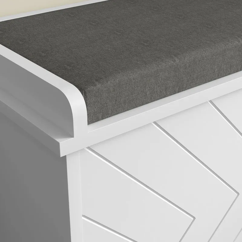 Upholstered Shoe Storage Bench with Flip Drawer, Adjustable Shelf, 10 Pairs