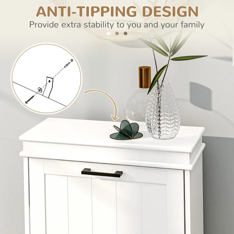 Shoe Storage Cabinet, 2 Flip Drawers, Adjustable Shelves, 10 Pairs, White