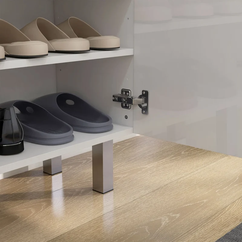 Shoe Storage Cabinet, Soft-Close Hinges, Adjustable Shelves, Holds 15-20 Pairs, High Gloss, White