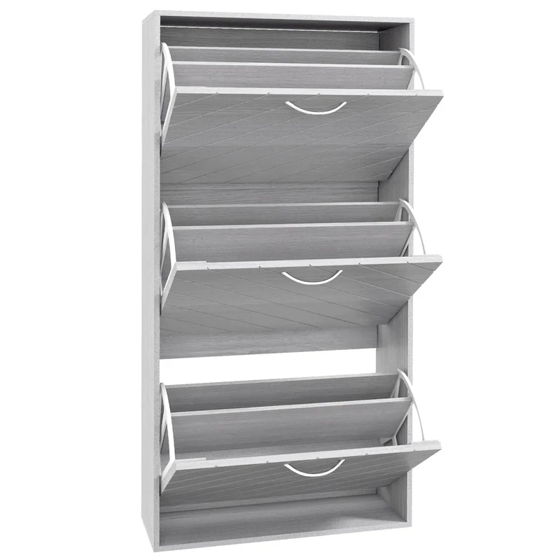Shoe Storage Cabinet, 3 Flip Drawers, Slim 12 Pair Organizer