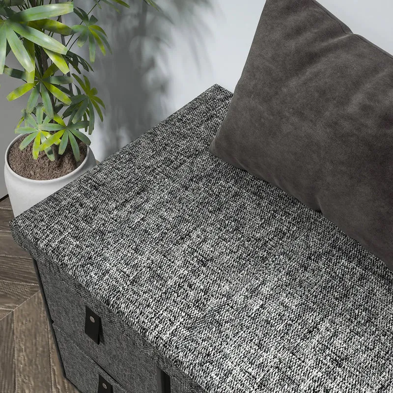 Shoe Bench with Seat, 6 Fabric Drawers, Charcoal Grey