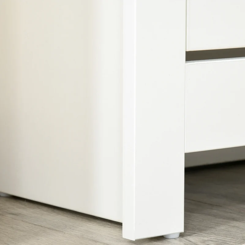 Shoe Storage Cabinet, 2 Flip Drawers, Adjustable Shelves, White