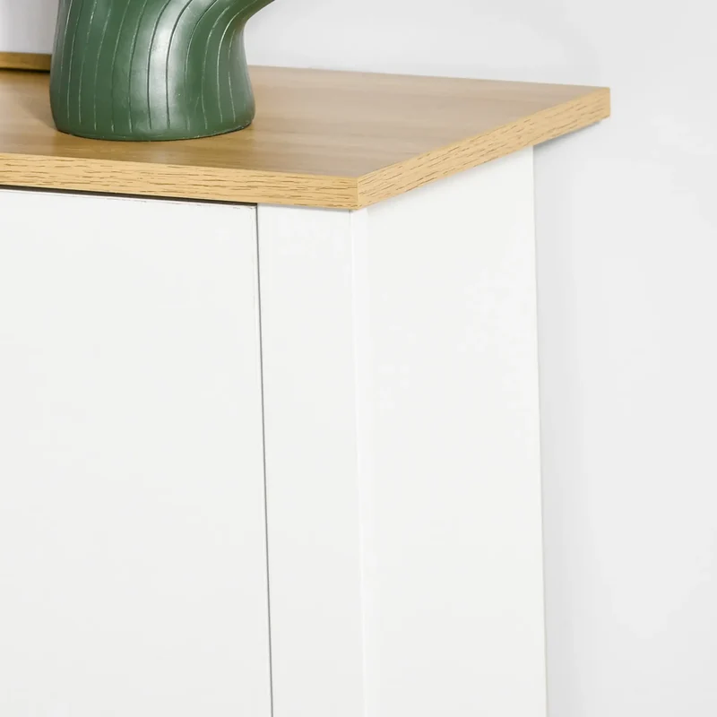 Shoe Storage Cabinet, 2 Flip Drawers, Adjustable Shelves, White