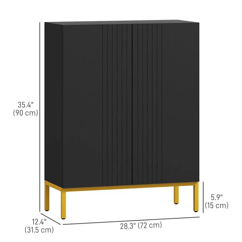 Shoe Storage Cabinet, Adjustable Shelves, Soft-Close Hinges, 15-20 Pairs, Black