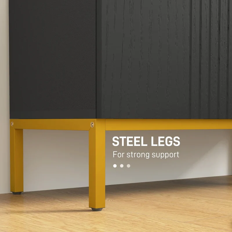 Shoe Storage Cabinet, Adjustable Shelves, Soft-Close Hinges, 15-20 Pairs, Black