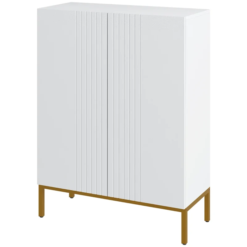 Shoe Storage Cabinet, Adjustable Shelves, Soft-Close Hinges, 15-20 Pairs, White