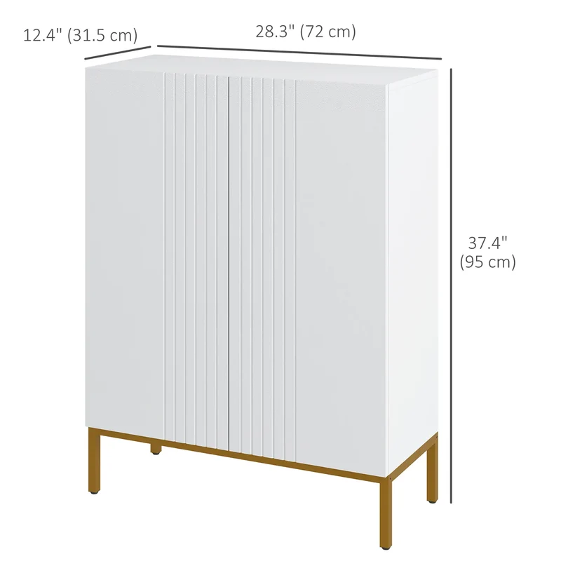 Shoe Storage Cabinet, Adjustable Shelves, Soft-Close Hinges, 15-20 Pairs, White