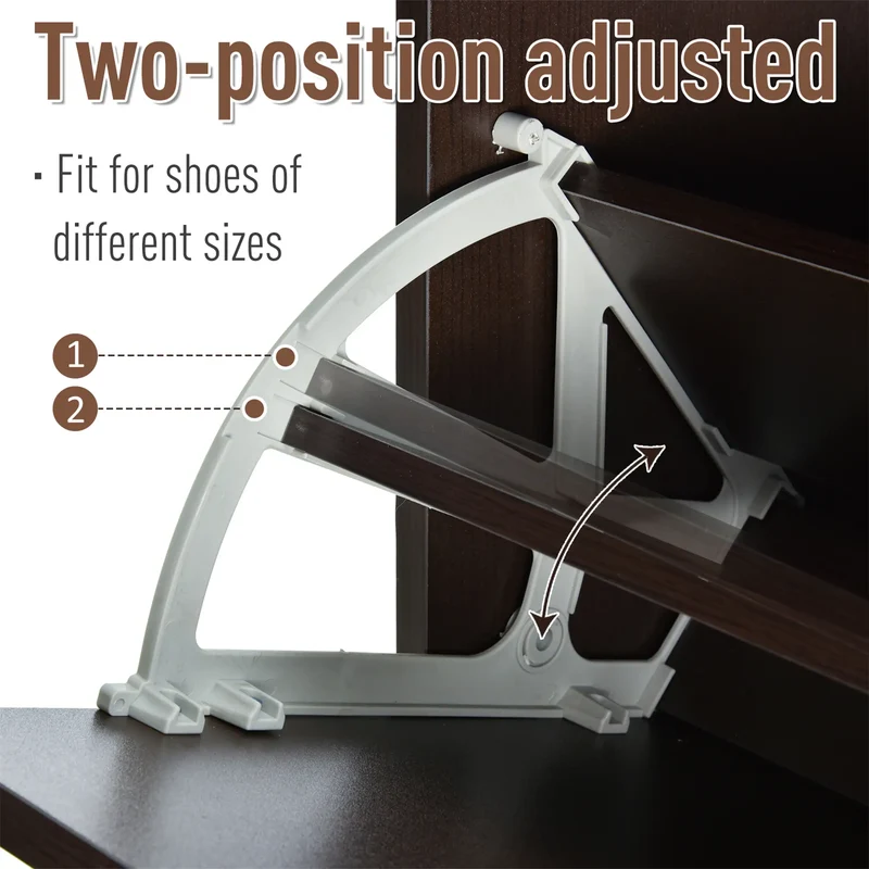 Slim Shoe Storage, 3 Flip Drawers, Adjustable Shelves, 9 Pair, Coffee