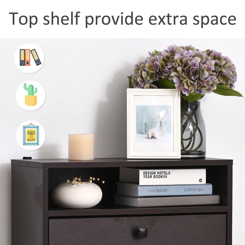 Slim Shoe Storage, 3 Flip Drawers, Adjustable Shelves, 9 Pair, Coffee