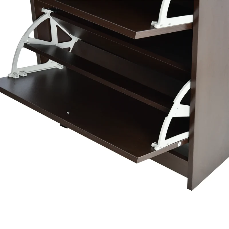 Slim Shoe Storage, 3 Flip Drawers, Adjustable Shelves, 9 Pair, Coffee