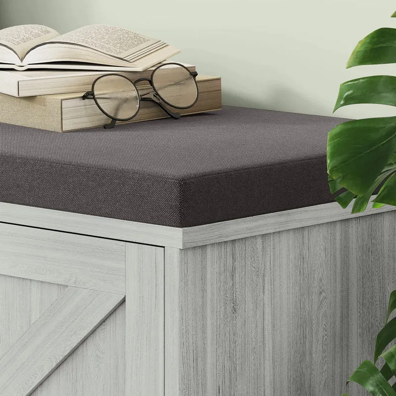 Shoe Storage Bench, Padded Seat, Holds 352 lb, 8 Pairs, Light Grey