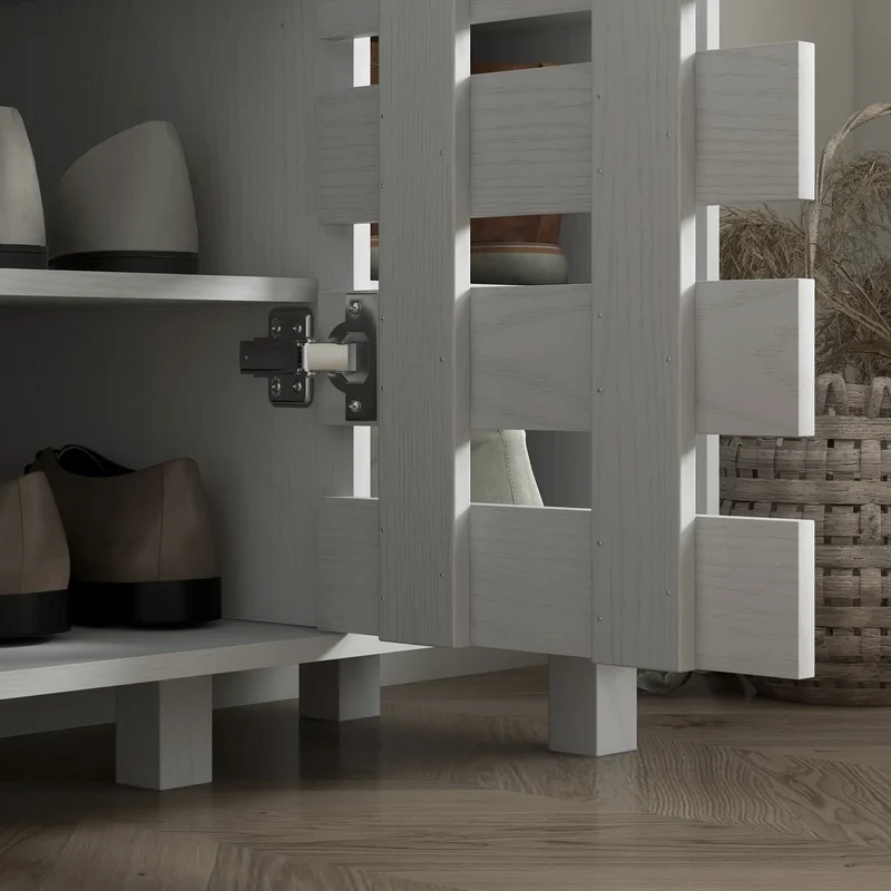 21 Pair Shoe Cabinet, 5-Tier Double Door Cupboard, White