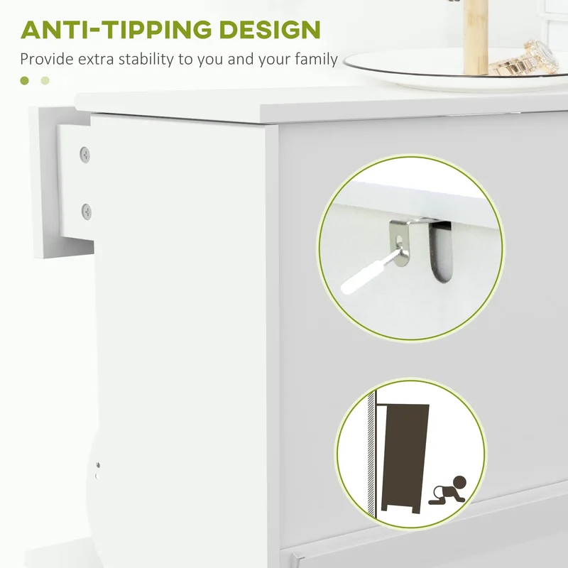 Slim Shoe Storage, 2 Flip Drawers, Adjustable Shelves, 8 Pair, White