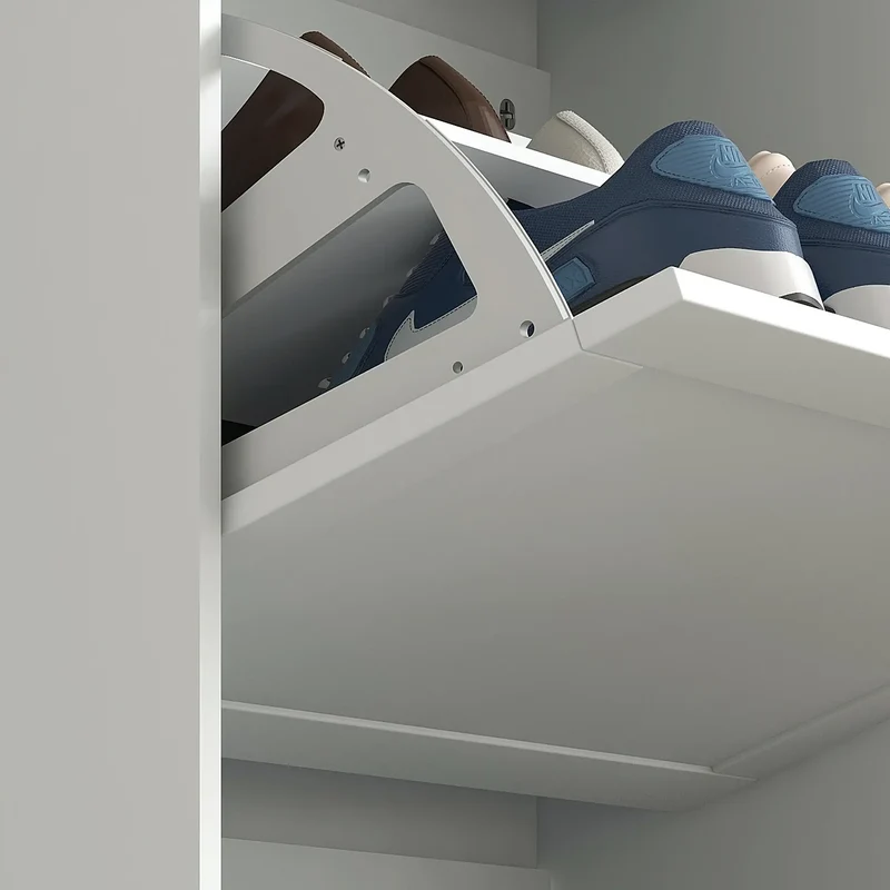Modern Shoe Storage, 3 Flip Drawers, Adjustable Shelves, 18 Pairs, White