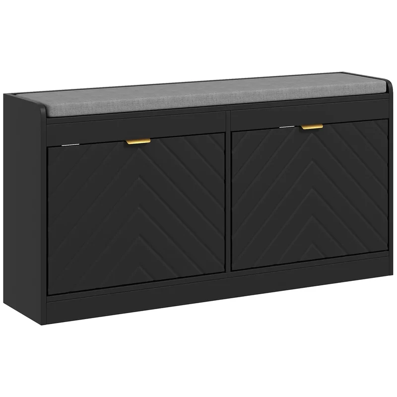 Shoe Storage Bench with Seat, 2 Flip Drawers, 4 Vents, Holds 8 Pairs