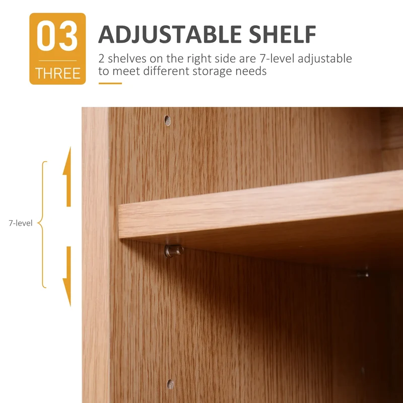 35.5" Shoe Cabinet, 3-Tier Adjustable Shelves, 5 Open Cubes, Natural