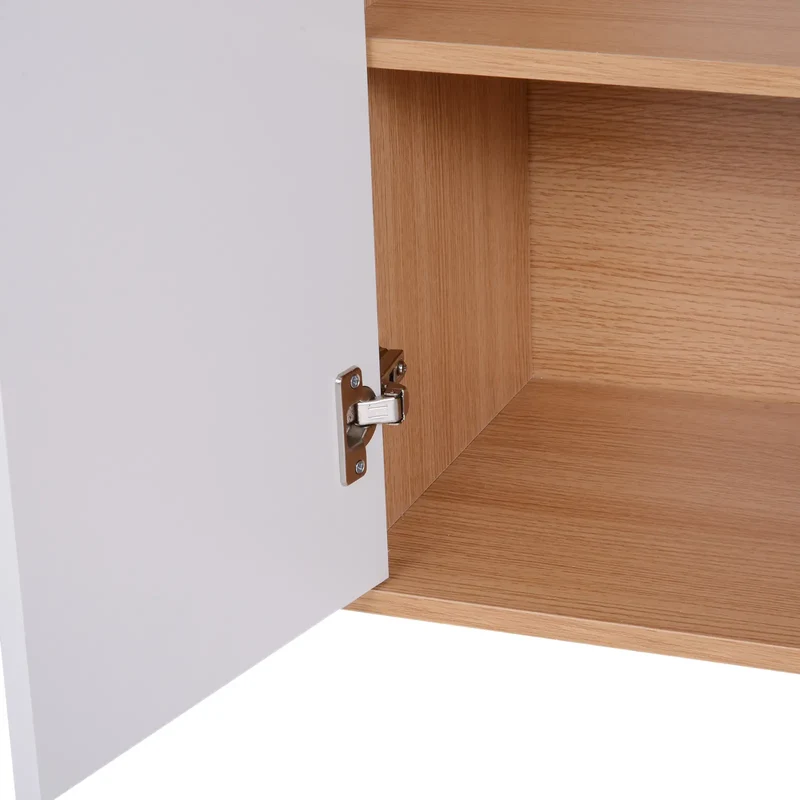 35.5" Shoe Cabinet, 3-Tier Adjustable Shelves, 5 Open Cubes, Natural