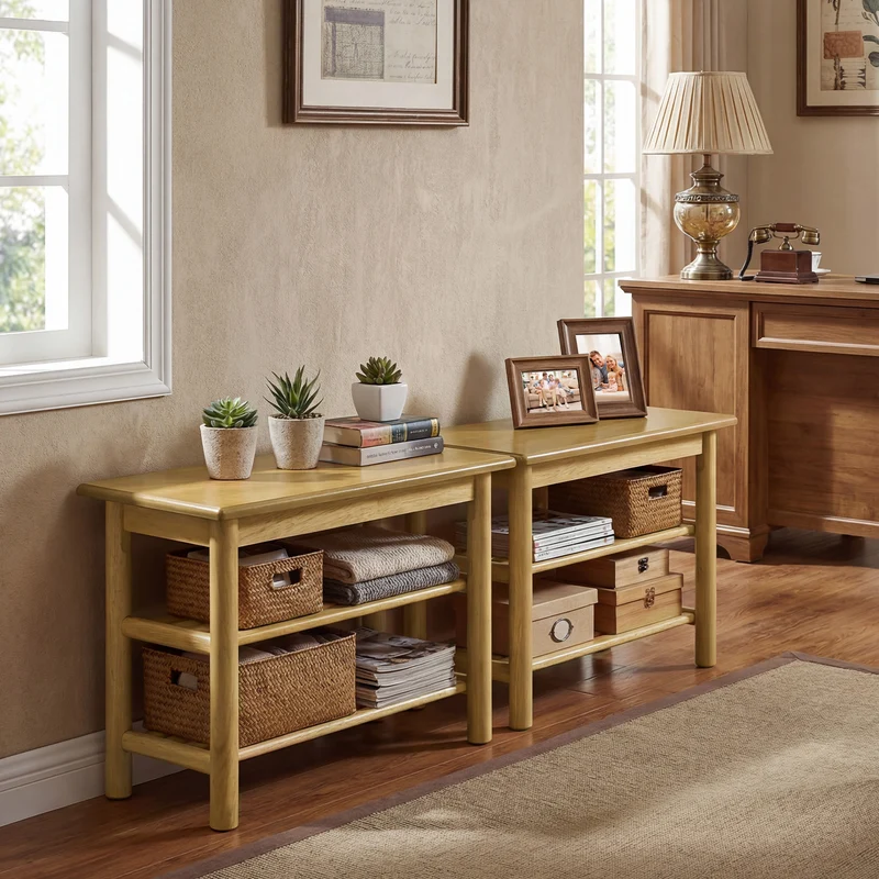 Shoe Rack Bench, 3-Tier Rubberwood, Natural