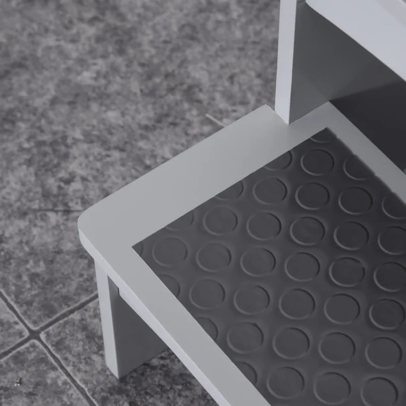 2 Step Stool with Support Handles, Non-Slip Pad, Grey