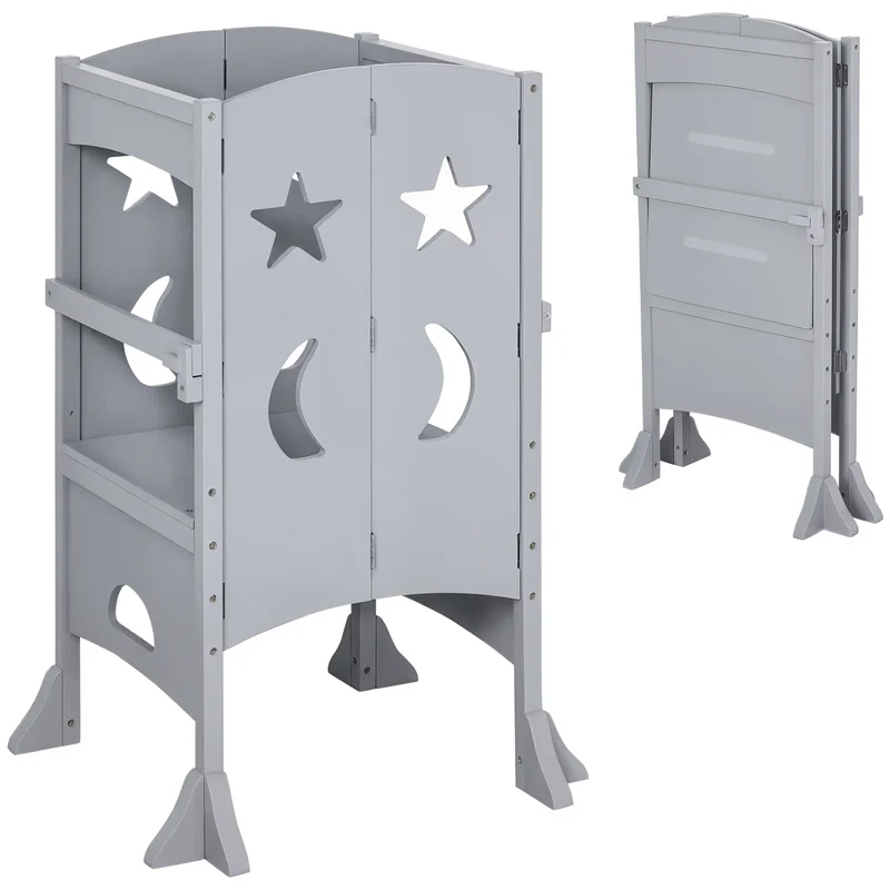 Step Stool with Safety Rail, Support Handles, Kitchen Counter Helper