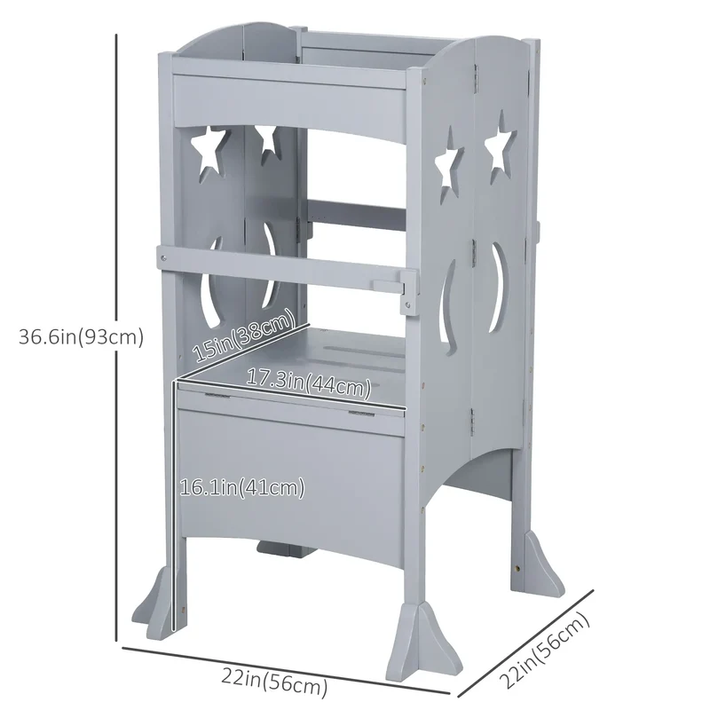 Step Stool with Safety Rail, Support Handles, Kitchen Counter Helper