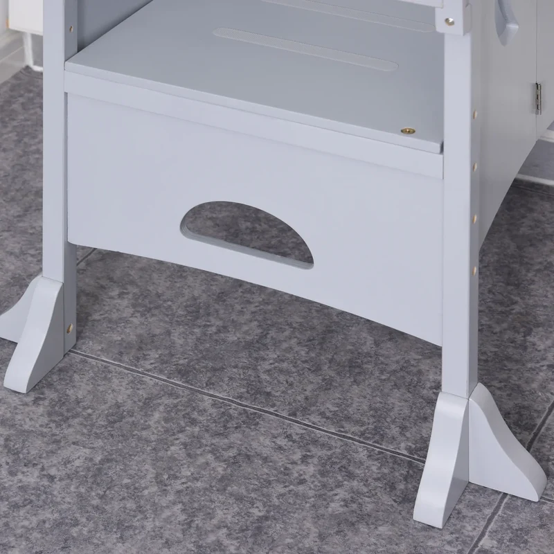 Step Stool with Safety Rail, Support Handles, Kitchen Counter Helper
