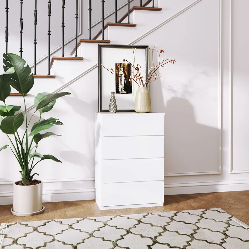4 Drawer Chest, Freestanding Storage Unit, White