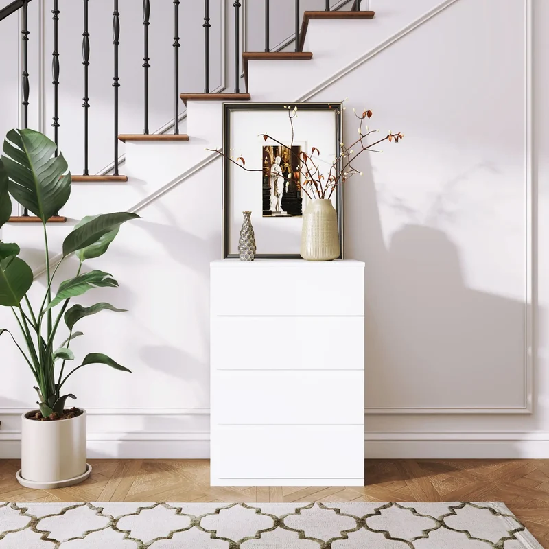 4 Drawer Chest, Freestanding Storage Unit, White