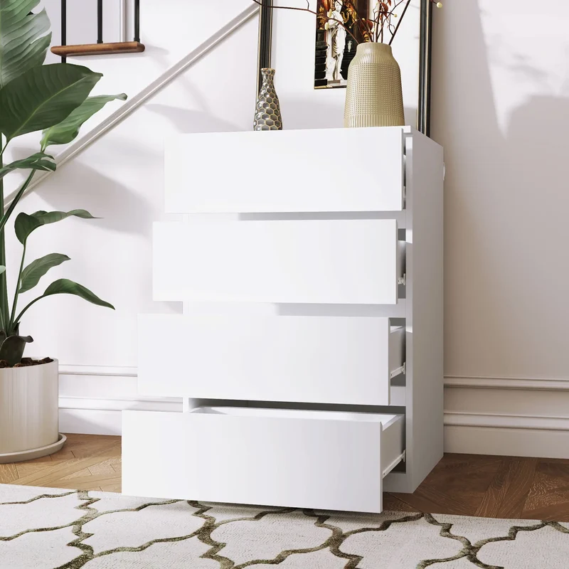 4 Drawer Chest, Freestanding Storage Unit, White