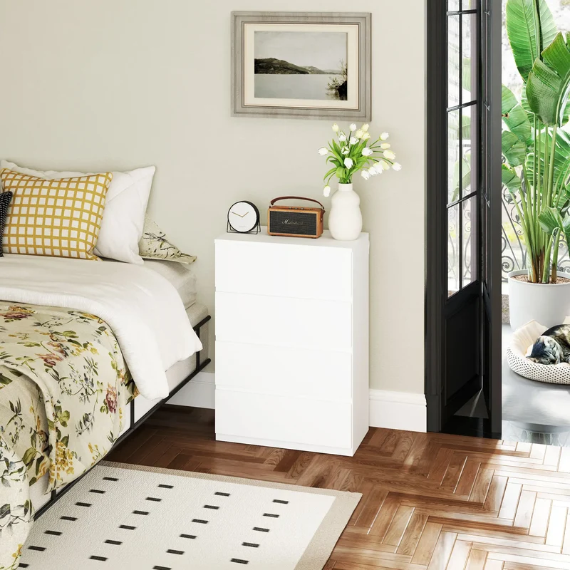 4 Drawer Chest, Freestanding Storage Unit, White
