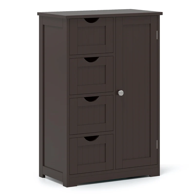 Standing Wooden Cabinet, 4 Drawers, Brown