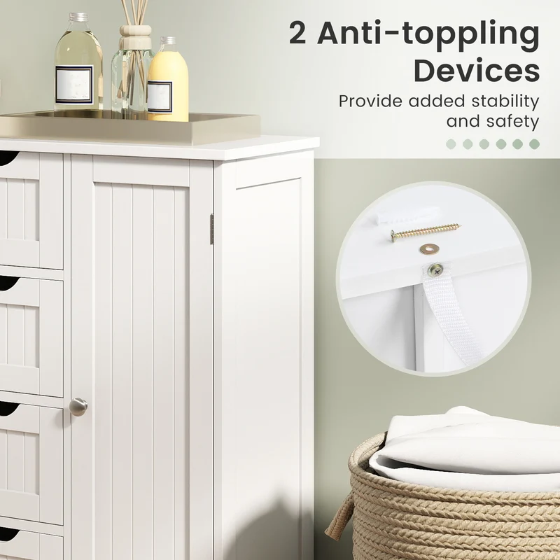 Standing Indoor Wooden Cabinet with 4 Drawers, White