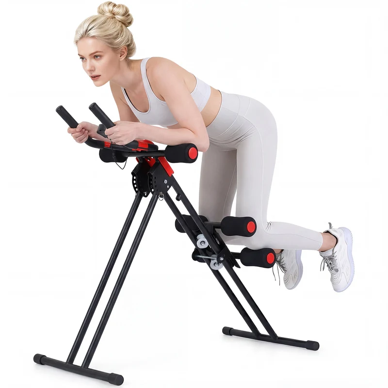 Foldable Abdominal Trainer, Adjustable Ab Machine, Black