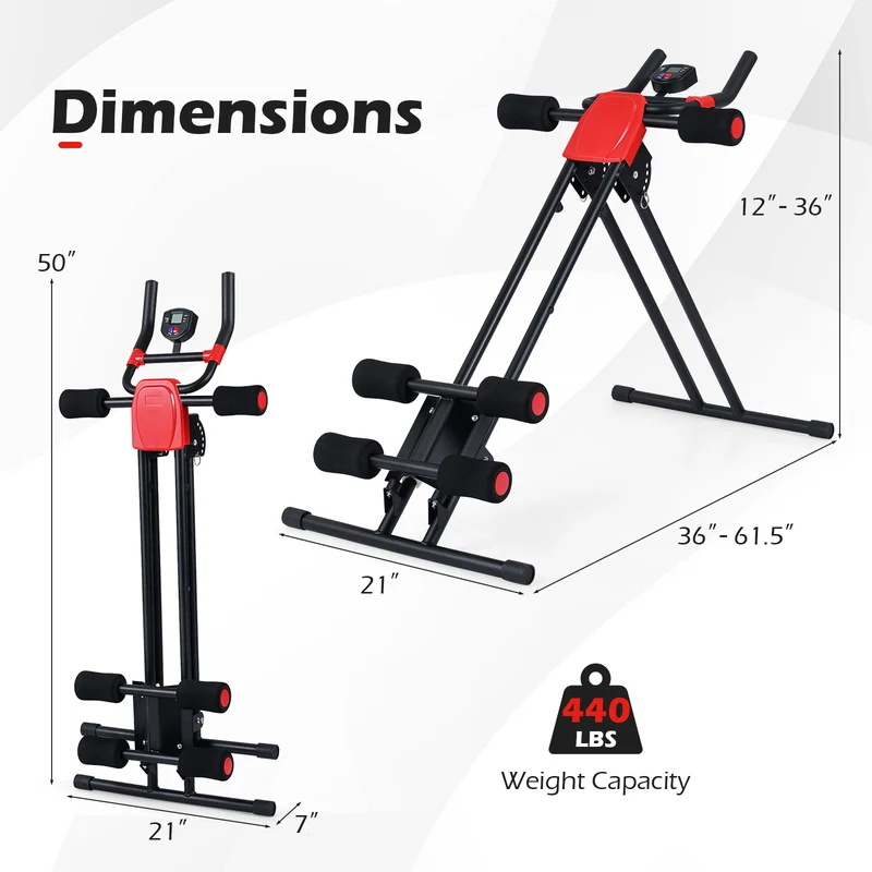 Foldable Abdominal Trainer, Adjustable Ab Machine, Black