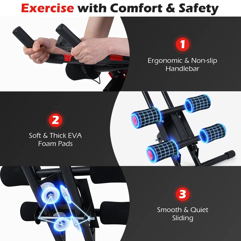 Foldable Abdominal Trainer, Adjustable Ab Machine, Black