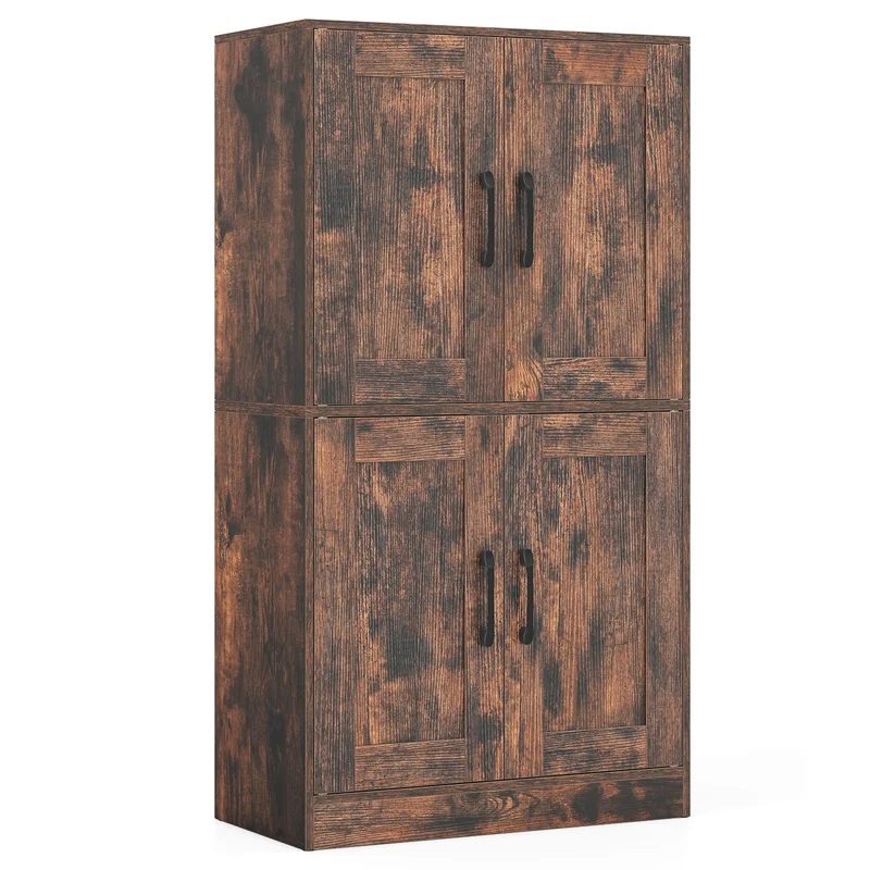 Bathroom Cabinet, 43.5 Inch, Doors, Adjustable Shelves, Rustic Brown