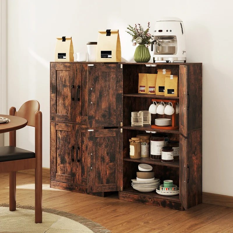 Bathroom Cabinet, 43.5 Inch, Doors, Adjustable Shelves, Rustic Brown