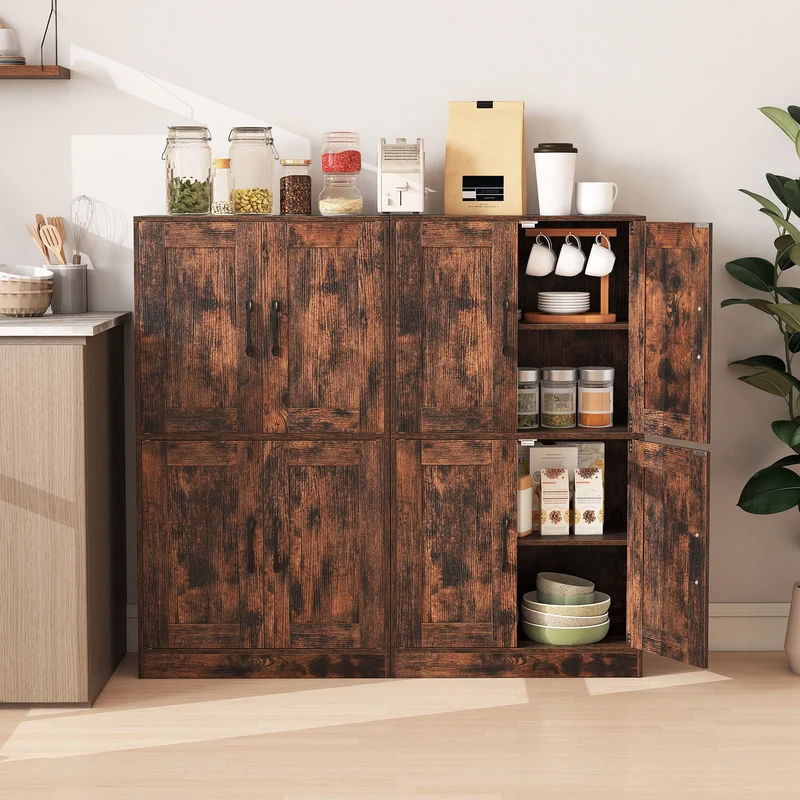 Bathroom Cabinet, 43.5 Inch, Doors, Adjustable Shelves, Rustic Brown