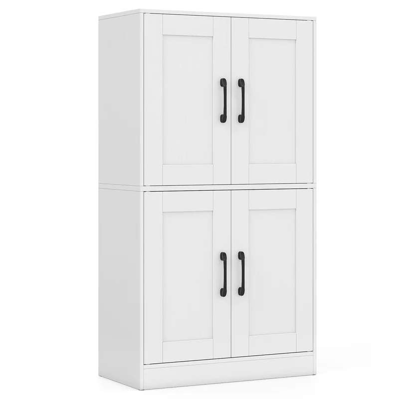 Bathroom Cabinet 43.5 Inch, Storage With Doors, Adjustable Shelves, White