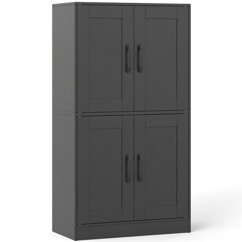 Bathroom Cabinet 43.5 Inch, Storage With Doors, Adjustable Shelves, Black